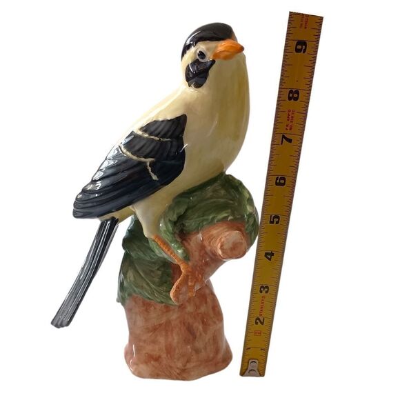 Vintage Goldfinch Bird Figurine Porcelain Handpainted Large 9" Signed By Artist. - Picture 2 of 16